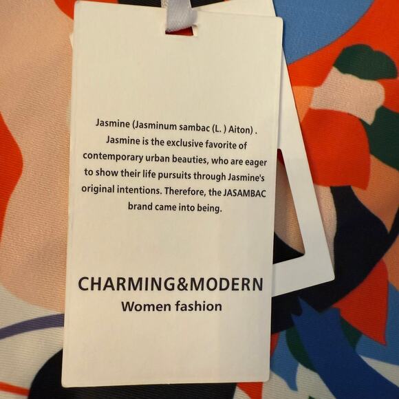 Jasambac Modest Swim Dress Size L Floral Print One Piece Skirted New NO BRIEFS - Picture 10 of 11